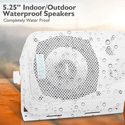 2 PYLE 5.25" 2-Way White Indoor Outdoor Waterproof Home Theater Speakers (Used)