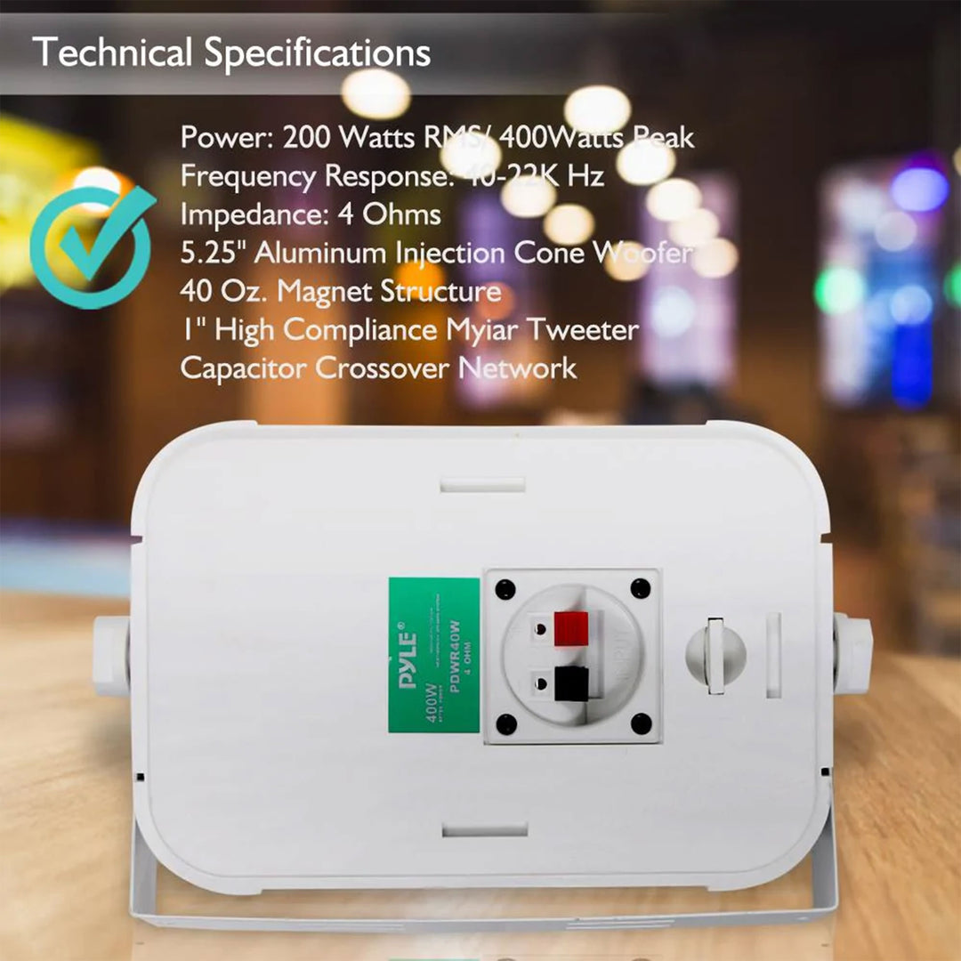 2 PYLE 5.25" 2-Way White Indoor Outdoor Waterproof Home Theater Speakers (Used) - VMInnovations