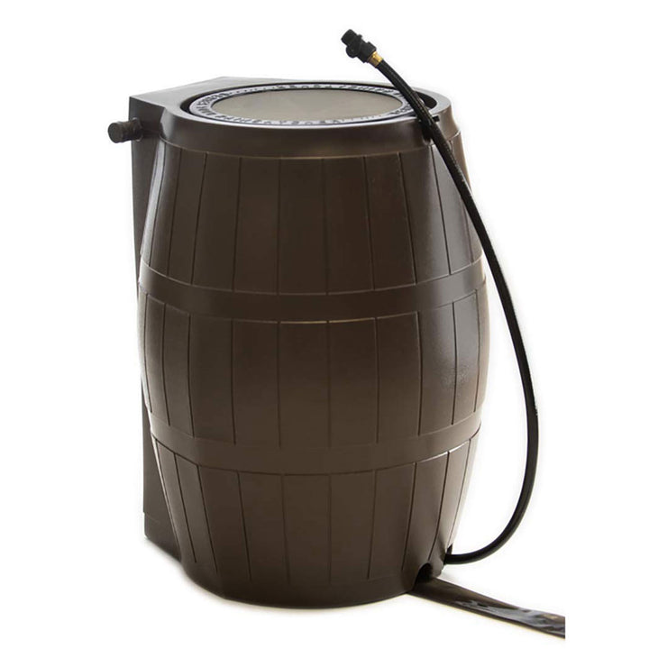 FCMP Outdoor 50-Gallon BPA Free Home Rain Water Catcher Barrel, Brown (4 Pack)