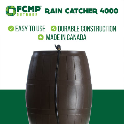 FCMP Outdoor 45-Gallon BPA Free Home Rain Water Catcher Barrel, Brown(For Parts) - VMInnovations
