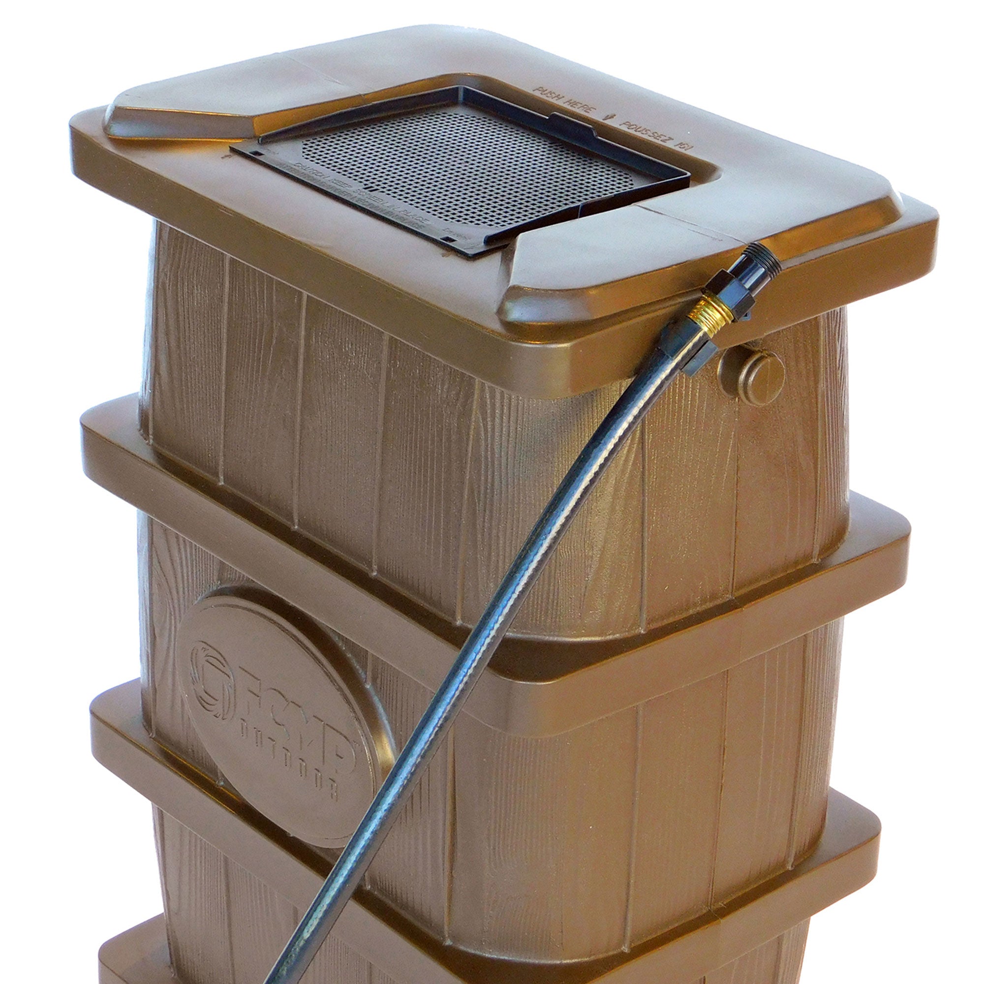 FCMP Outdoor Home Outdoor Wood Grain Rain Water Catcher Barrel, Brown (Used) - VMInnovations