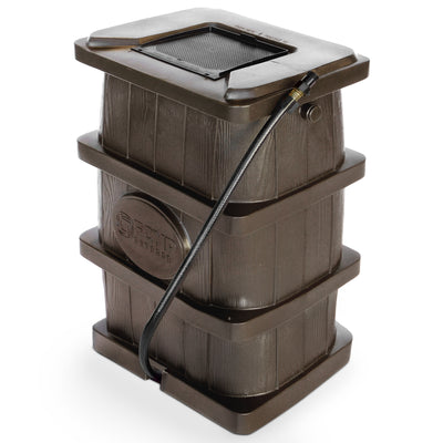 FCMP Outdoor Home Outdoor Wood Grain Rain Water Catcher Barrel, Brown(For Parts) - VMInnovations