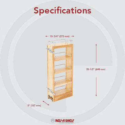 Rev-A-Shelf 448-WC-5C 5-Inch Wood Pull Out Cabinet Organizer, Maple (Open Box)