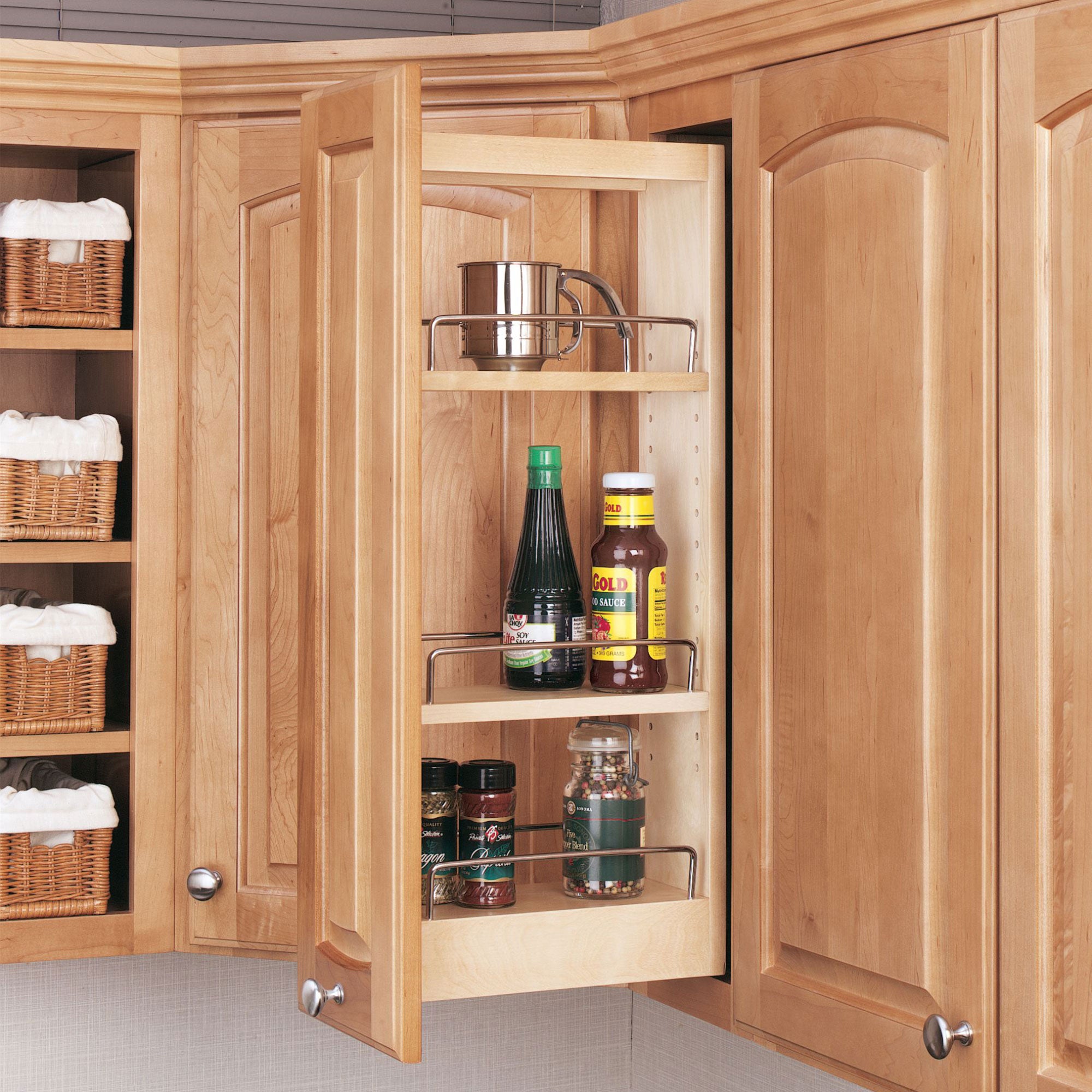 Rev-A-Shelf 448-WC-5C 5" Wood Pull Out Wall Cabinet Organizer, Maple (For Parts)