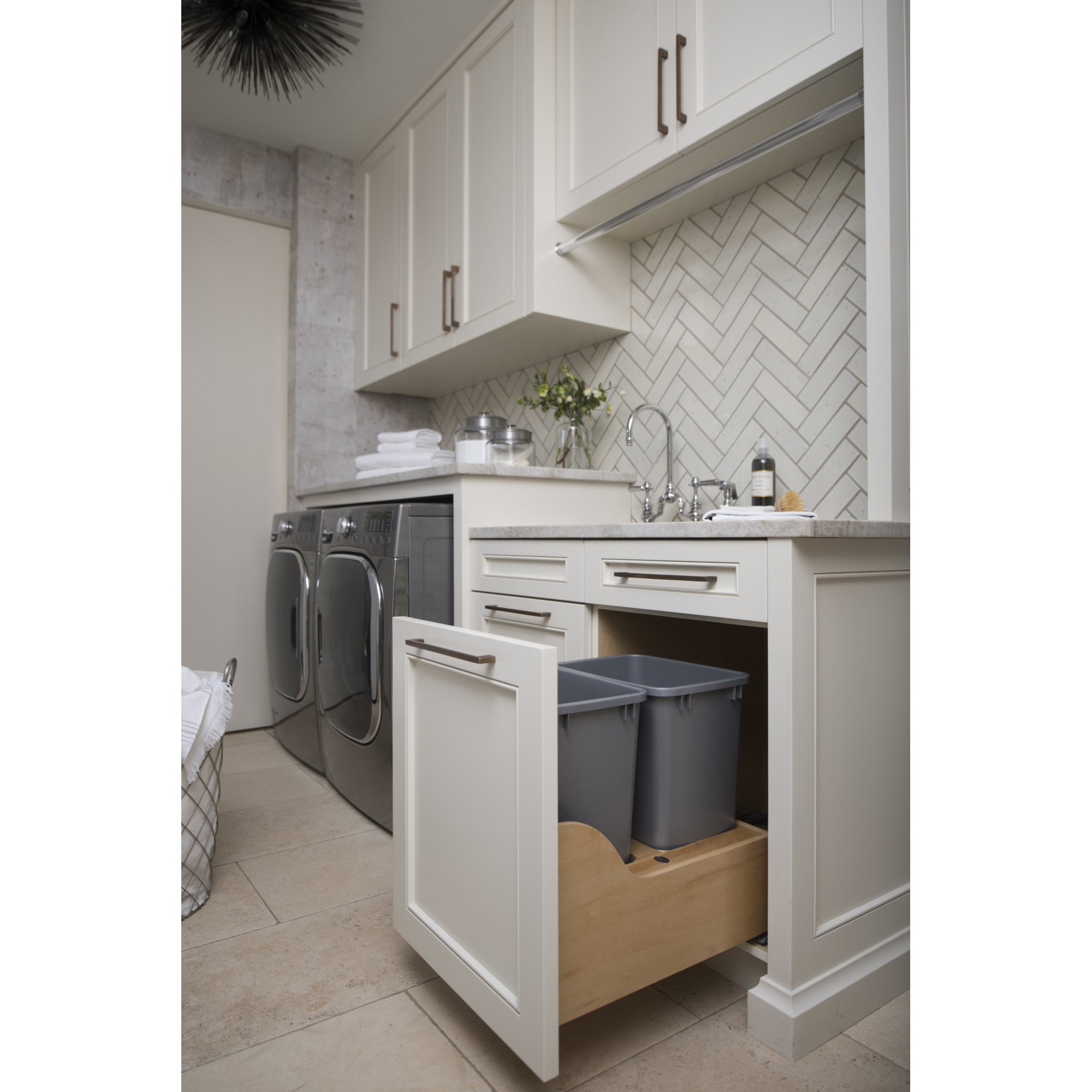 Rev-A-Shelf Dual Pullout Trash Cans 35 qt. with Soft-close Slides,4WCSC-1835DM-2 - VMInnovations