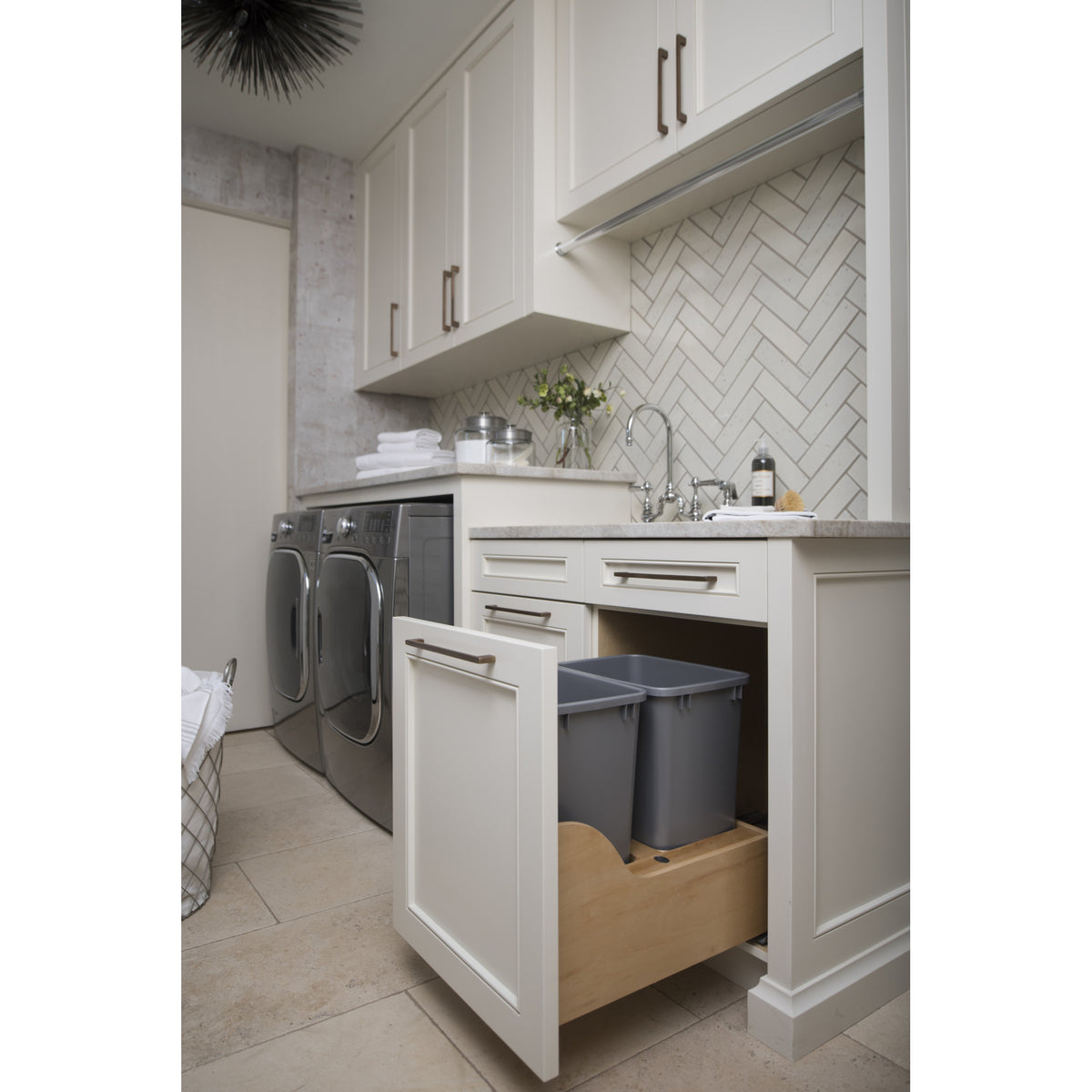 Rev-A-Shelf Double 35-Quart Pull Out Waste Trash Container, Grey (Open Box)