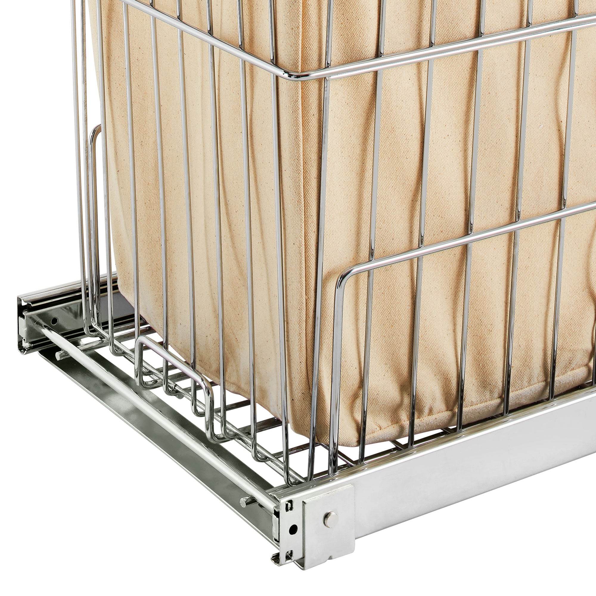 Rev-A-Shelf HRV-1520 S CR Pullout Wire Clothes Hamper w/ Liner, Chrome (2 Pack) - VMInnovations