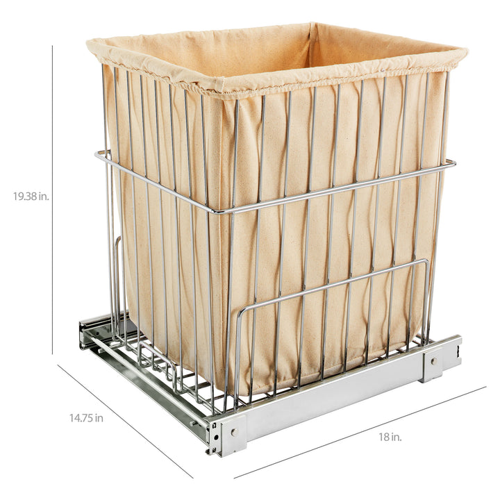 Rev-A-Shelf 20'' Pullout Wire Basket Clothes Hamper, Chrome, HRV-1520 S CR