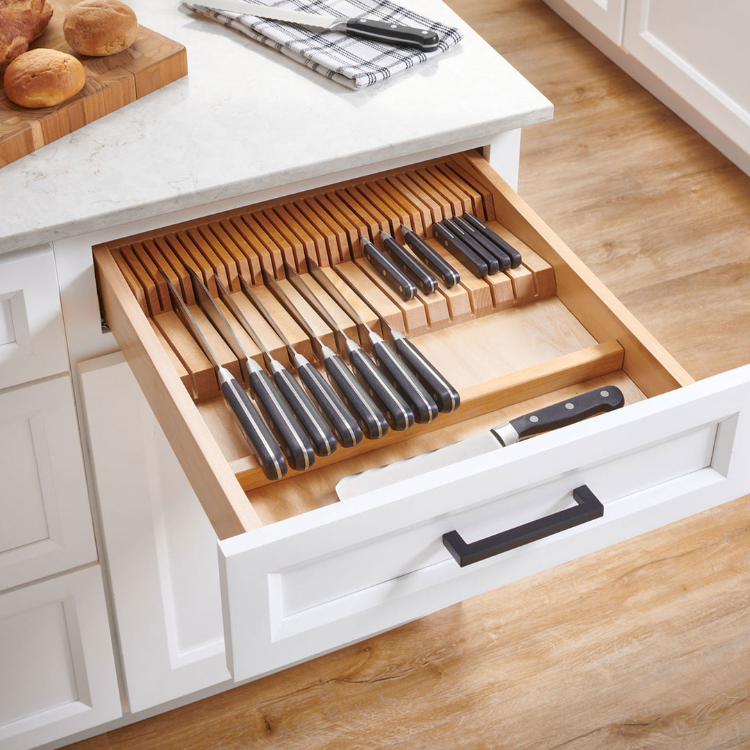 Rev-A-Shelf Dual Row Trimmable Knife Block Drawer Organizer Insert, 4WDKB-1