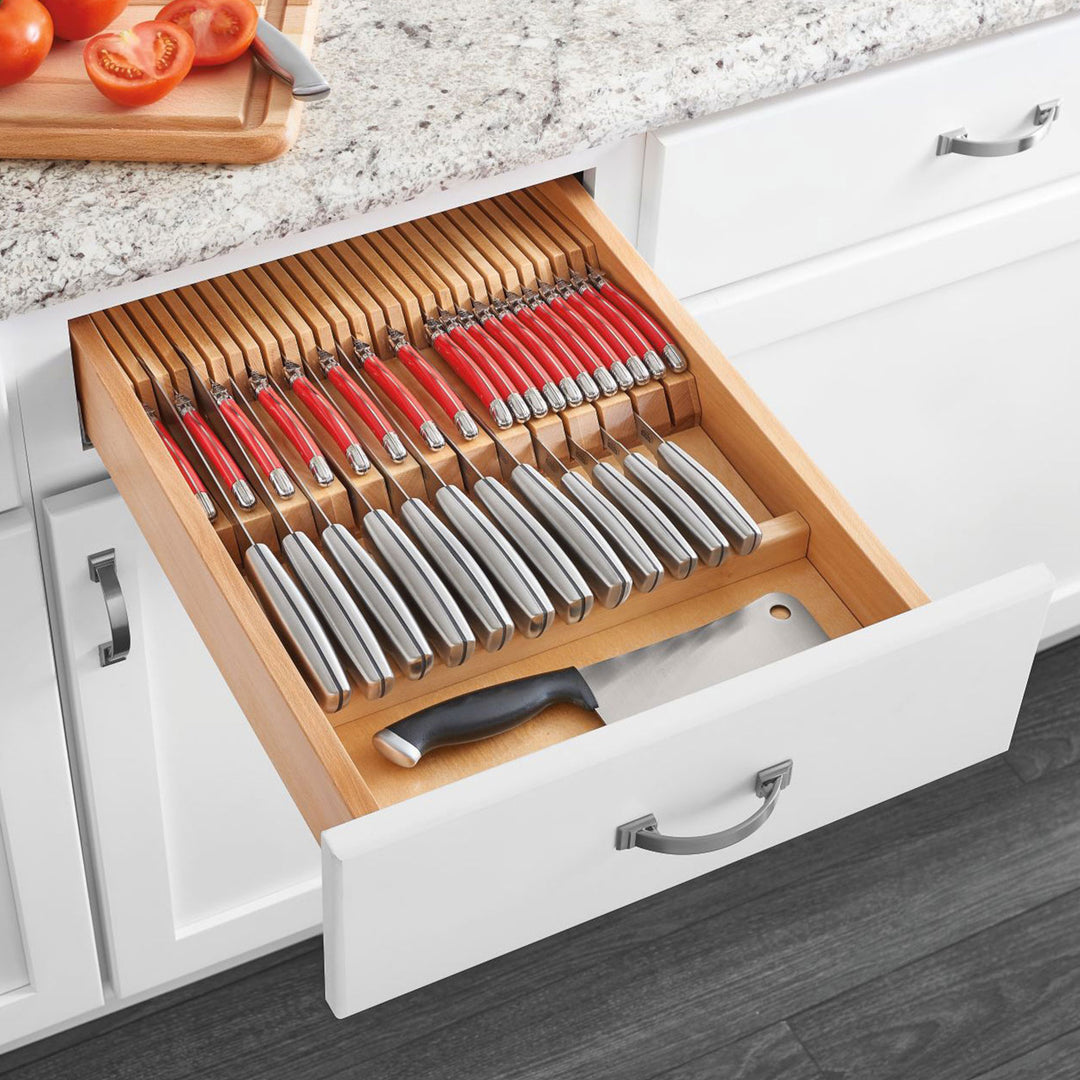 Rev-A-Shelf Dual Row Trimmable Knife Block Drawer Organizer Insert, 4WDKB-1