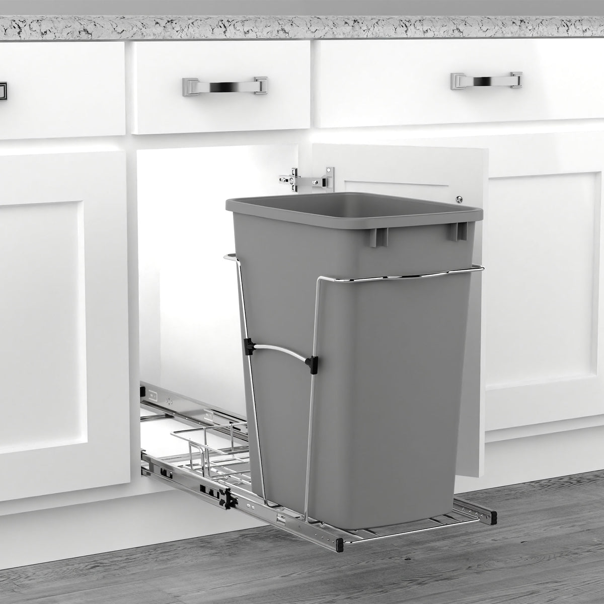 Rev-A-Shelf 35 Quart Pull Out Waste Container with Basket, Silver (Used)