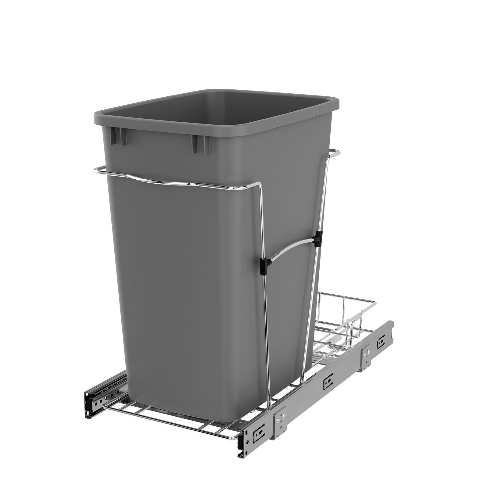 Rev-A-Shelf Pullout Trash Can 35 qt. for Kitchen Cabinets, Silver, RV-12KD-17C S - VMInnovations