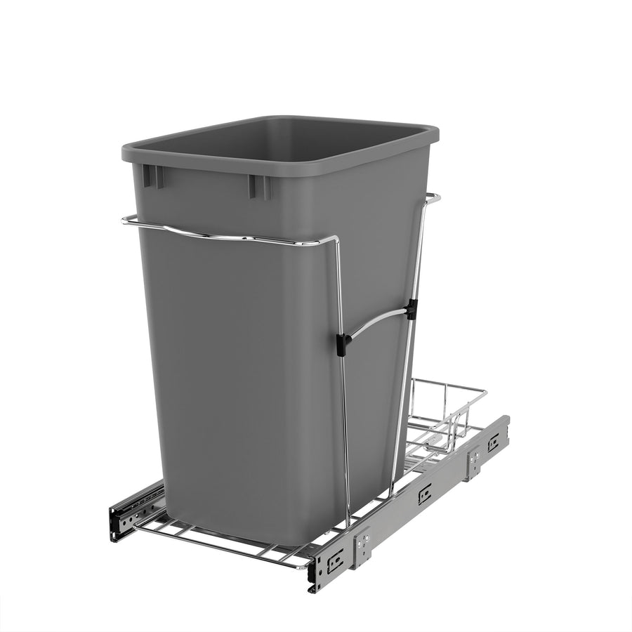 Rev-A-Shelf Pullout Trash Can 35 qt. for Kitchen Cabinets, Silver, RV-12KD-17C S - VMInnovations