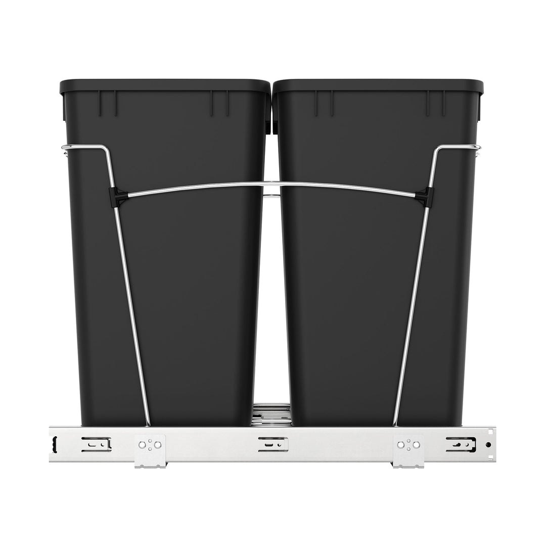 Rev-A-Shelf Double Pullout Trash Can 27 qt. for Kitchen, Black, RV-15KD-18C S - VMInnovations