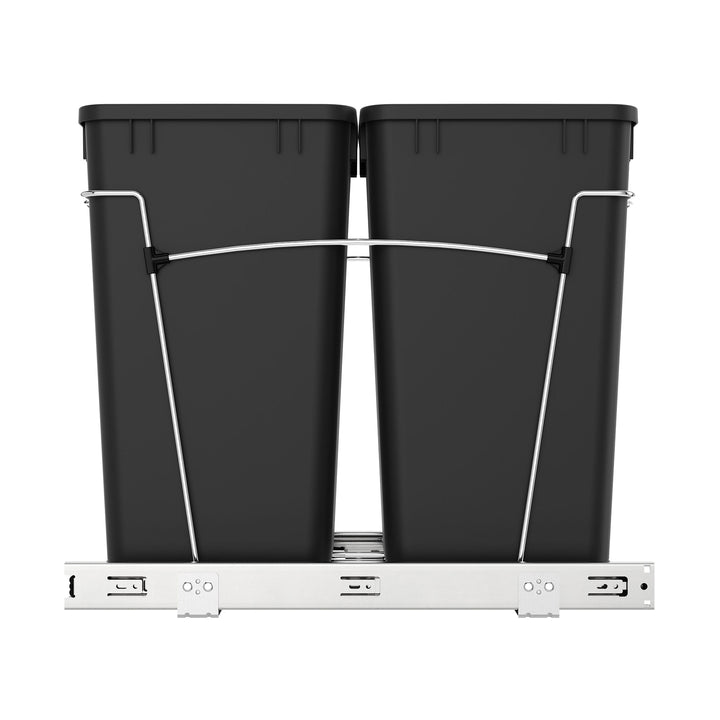 Rev-A-Shelf Double Pullout Trash Can 27 qt. for Kitchen, Black, RV-15KD-18C S - VMInnovations