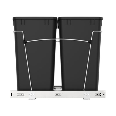 Rev-A-Shelf Double 27 Quart Pullout Waste Bin Container, Black (Used)