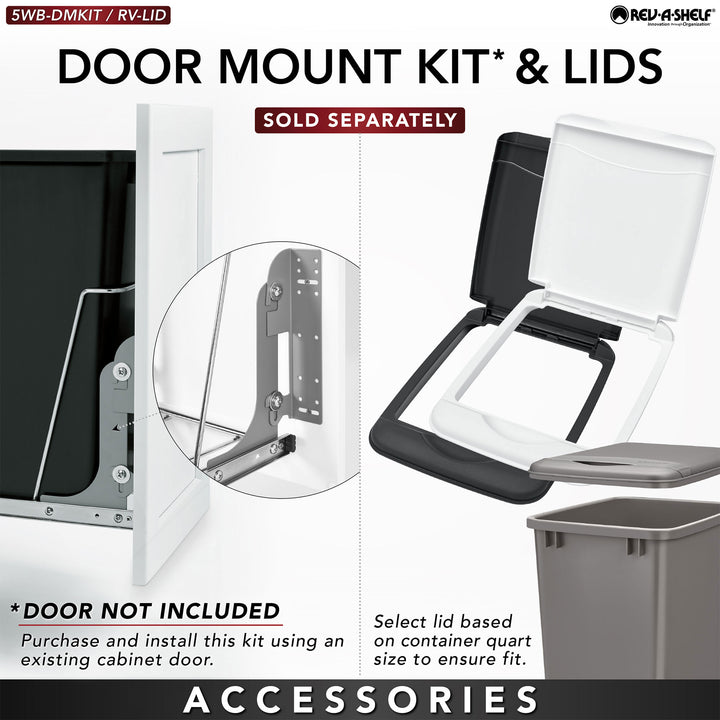 Rev-A-Shelf Double Pullout Trash Can 27 qt. for Kitchen, Black, RV-15KD-18C S - VMInnovations