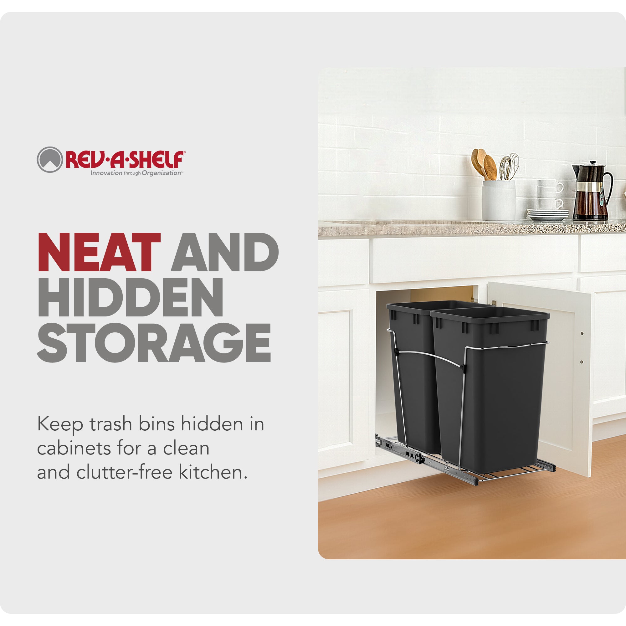 Rev-A-Shelf RV-15KD-18C S Double 27 Quart Pull-Out Sliding Waste Containers (For Parts)