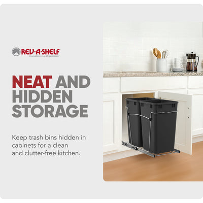 Rev-A-Shelf S Double 27 Quart Pullout Waste Bin Container, Black (Damaged)
