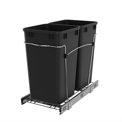 Rev-A-Shelf Double 27 Quart Pullout Waste Bin Container, Black (Used)