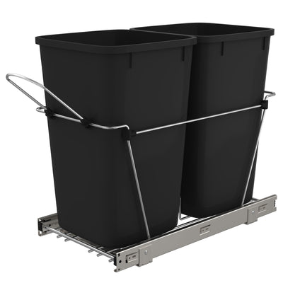 Rev-A-Shelf Double 27 Quart Pullout Waste Bin Container, Black(Open Box)(2 Pack)