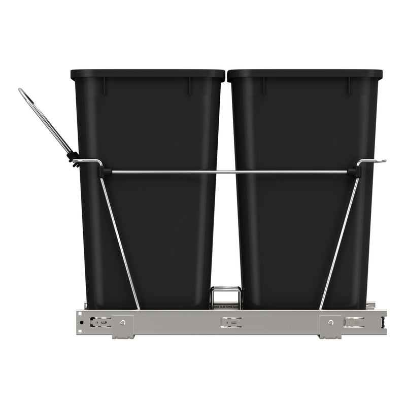 Rev-A-Shelf Double 27 Quart Pullout Waste Bin Container, Black (Open Box)