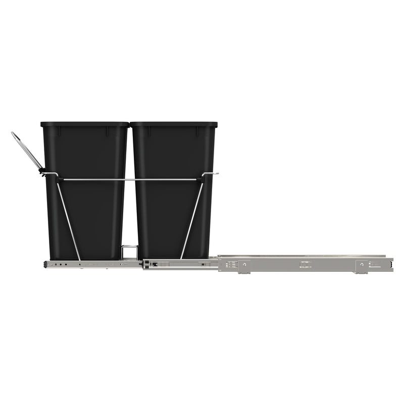 Rev-A-Shelf Double Pull Out Trash Can 27 Qt for Kitchen, Black, RV-15KD-18C S