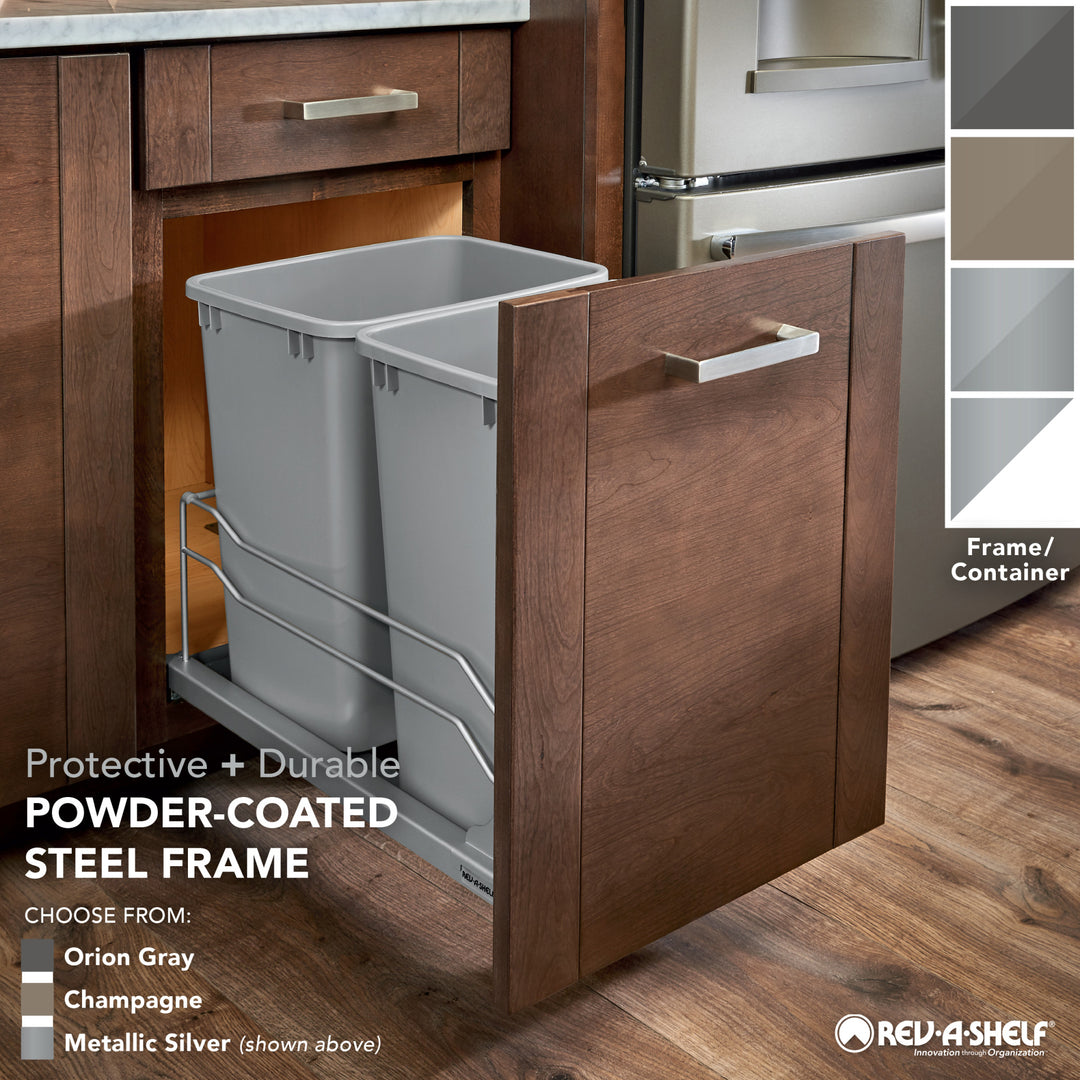 Rev-A-Shelf Double Pullout 35 qt. with Soft-close, 53WC-1835SCDM-217