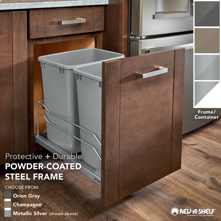 Rev-A-Shelf Double Pullout 35 qt. with Soft-close, 53WC-1835SCDM-217