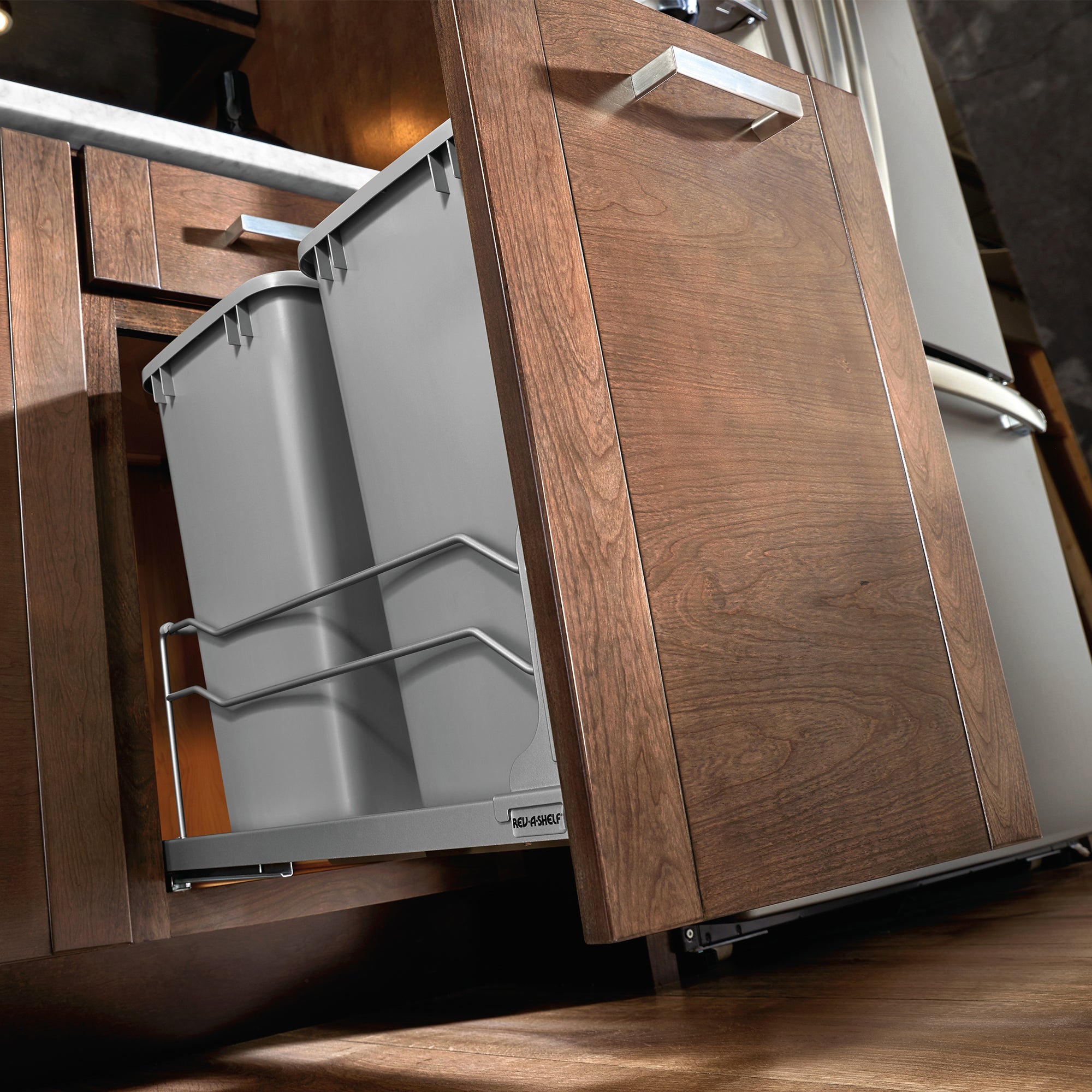 Rev A Shelf  Double 35 Quart Undermount Pullout Waste Container (Open Box)