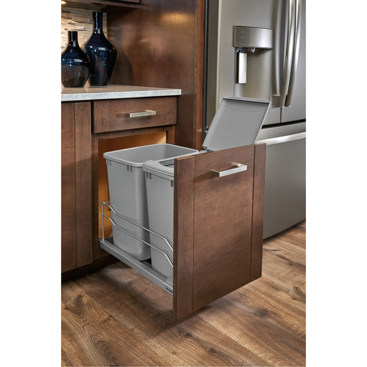 Rev-A-Shelf Double Pullout Trash Cans 35 qt. with Soft-close, 53WC-1835SCDM-217