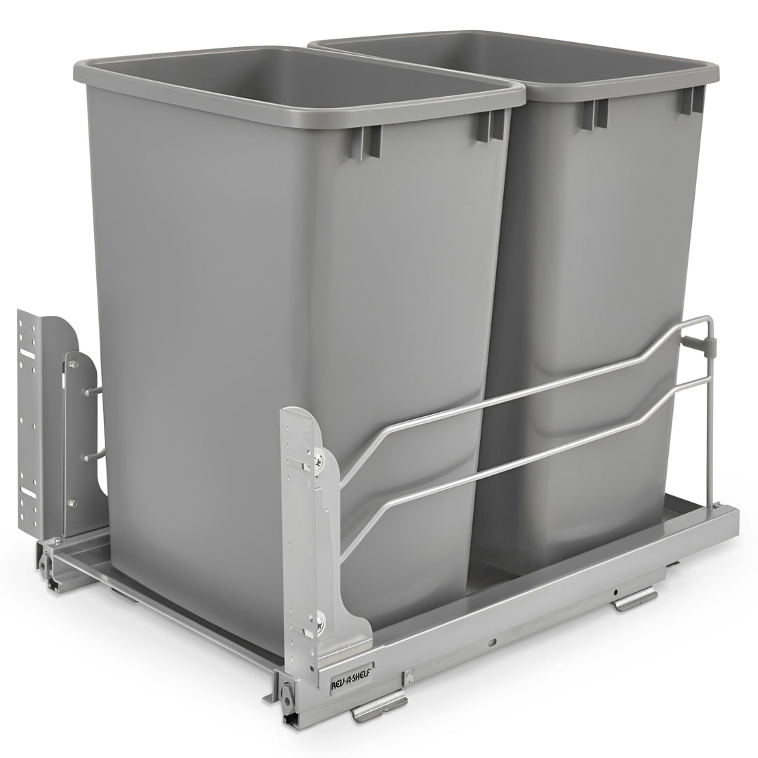 Rev-A-Shelf Double Pullout Trash Cans 35 qt. with Soft-close, 53WC-1835SCDM-217