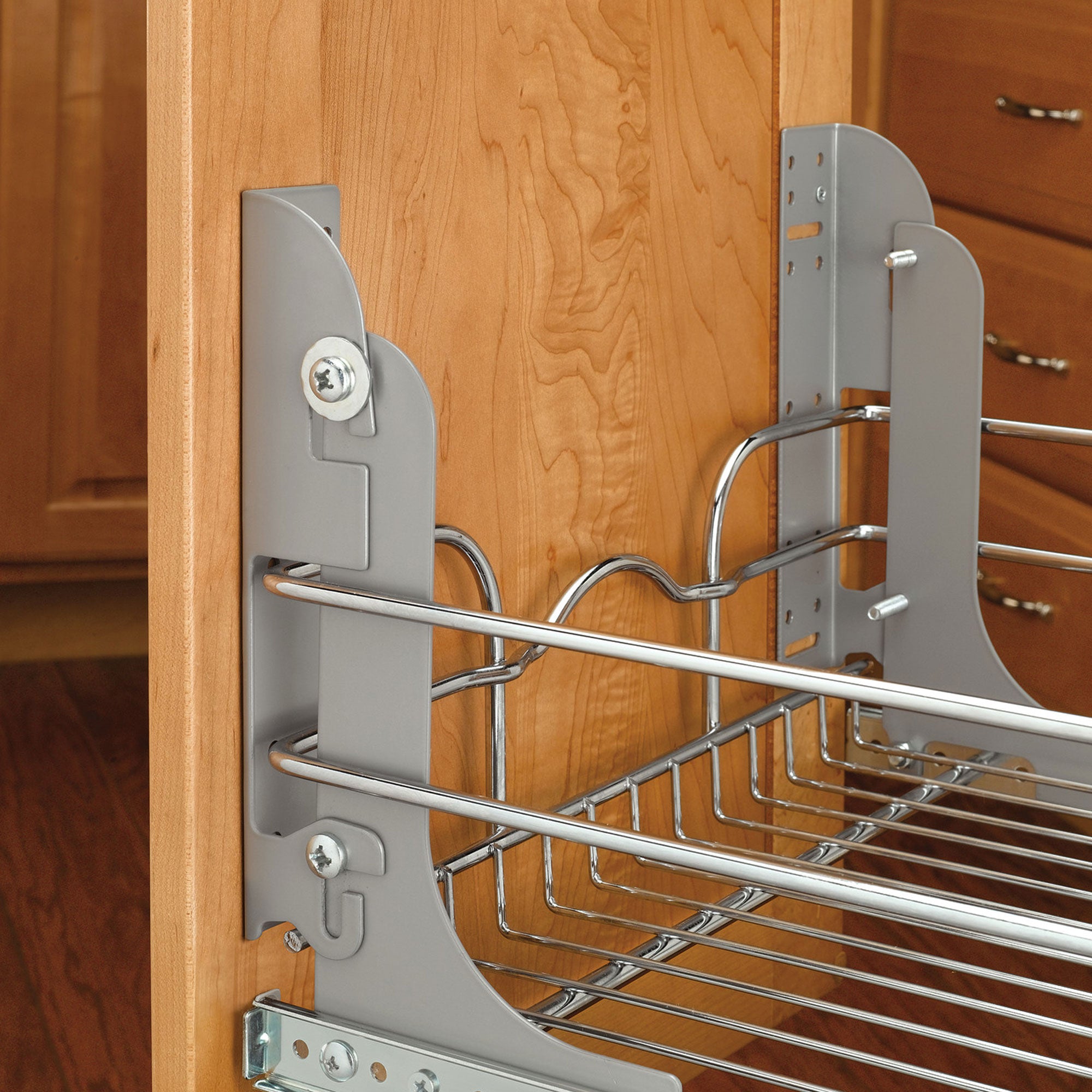 Rev-A-Shelf 18 Inch Pull Out 2 Tier Wire Baskets, Plated Chrome (4 Pack)