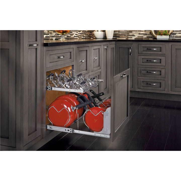 Rev-A-Shelf Pullout Cabinet Pot and Pan Organizer, 21" Width, 5CW2-2122-CR