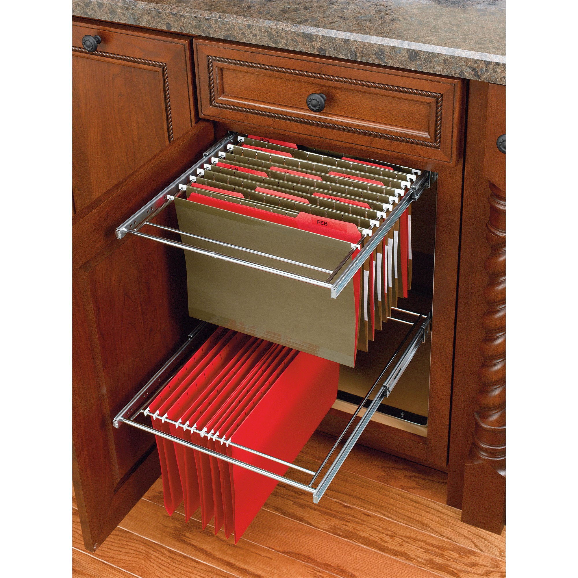 Rev-A-Shelf RAS-FD-KIT 2 Tier Base Cabinet File Drawer Organizer System (2 Pack) - VMInnovations