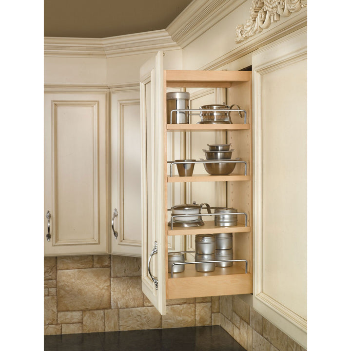 Rev-A-Shelf 8" Pullout Wall Kitchen Cabinet Organizer Storage Rack, 448-WC-8C