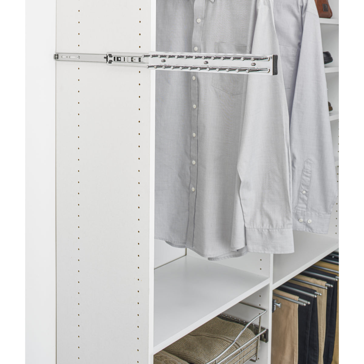 Rev-A-Shelf TRC-14CR 14 Inch-Side Mount Extending Tie Rack, Chrome (Used)