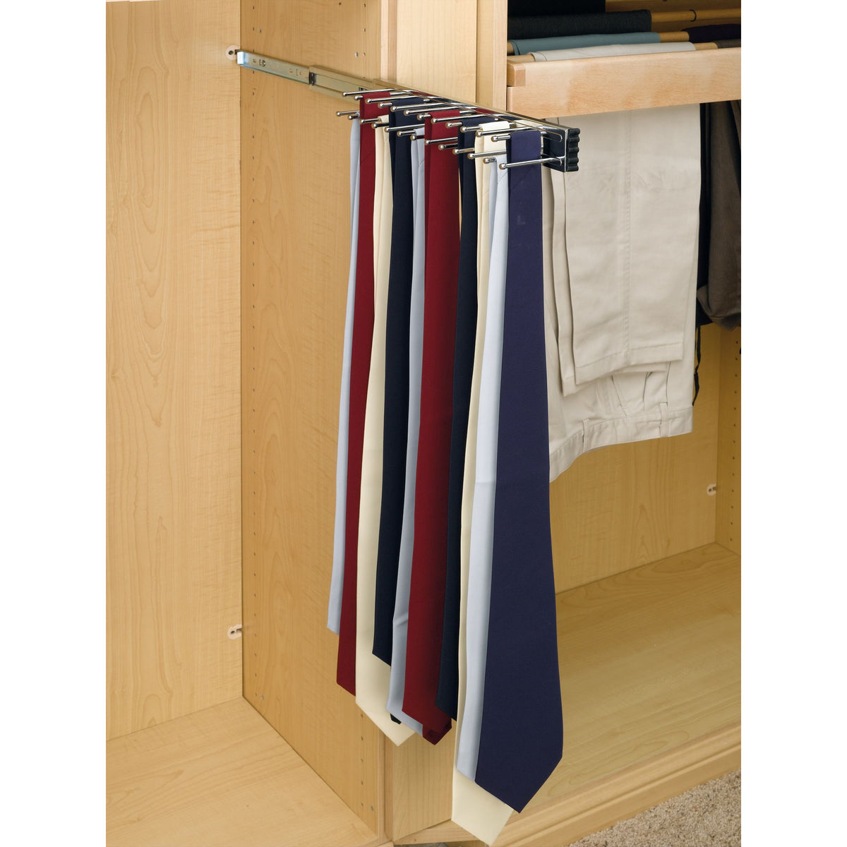 Rev-A-Shelf TRC-14CR 14 Inch-Side Mount Extending Tie Rack, Chrome (Used)