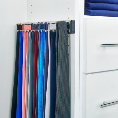 Rev-A-Shelf TRC-14CR 14 Inch-Side Mount Extending Tie Rack, Chrome (Used)
