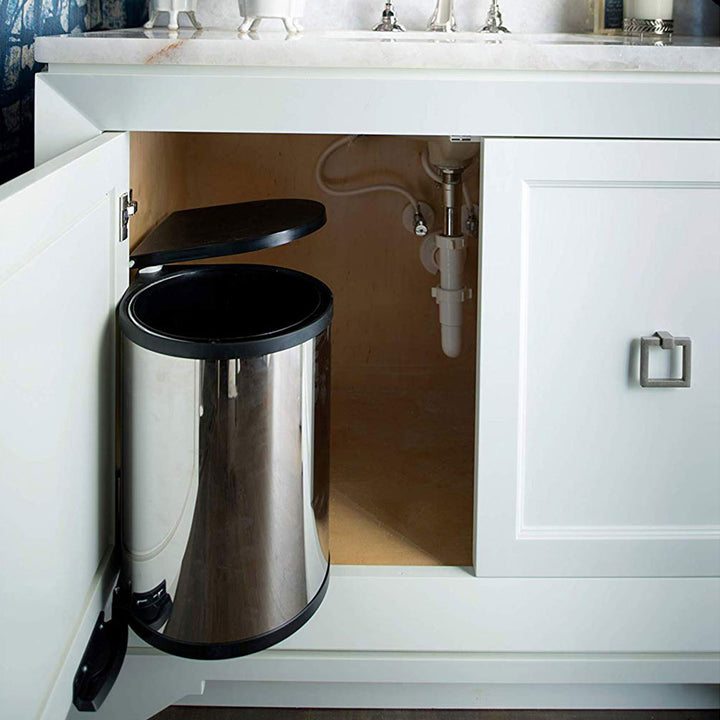 Rev-A-Shelf 15 L Pivot Out Under Sink Trash Can Stainless Steel, 8-010314-15