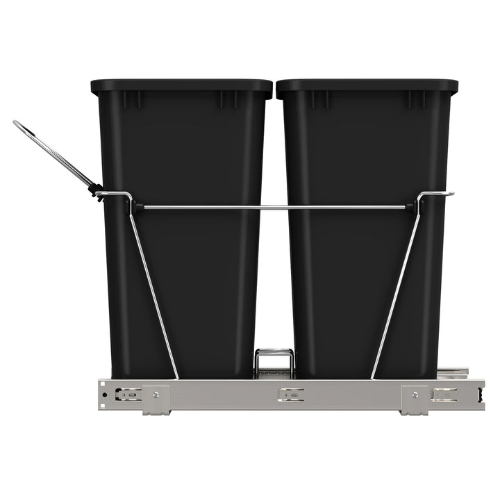 Rev-A-Shelf Double Pullout Trash Can 35 qt. for Kitchen, Black, RV-18KD-18C S