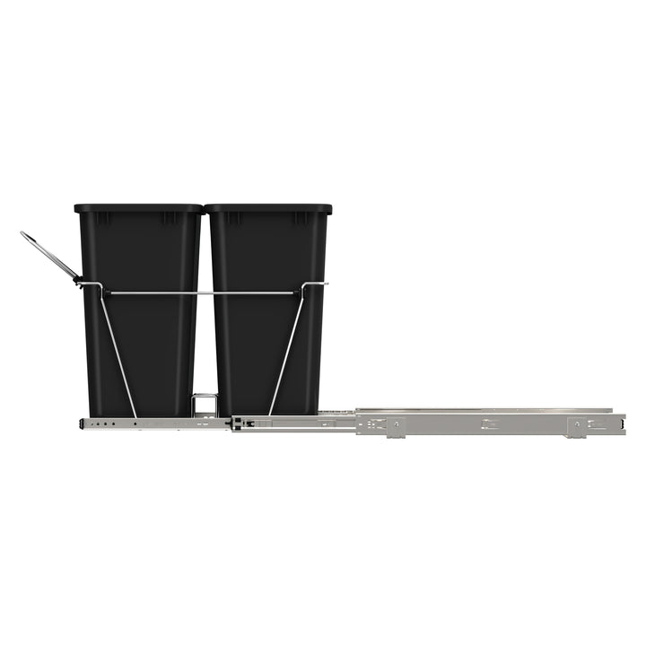 Rev-A-Shelf Double Pullout Trash Can 35 qt. for Kitchen, Black, RV-18KD-18C S