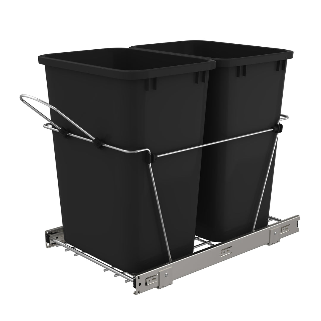 Rev-A-Shelf Double 35 Qt Pull-Out Waste Bin Containers & Flip Top Waste Bin Lid