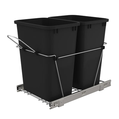 Rev-A-Shelf Double 35 Quart Sliding Pull-Out Waste Bin & Waste Bin Lid (2 Pack)