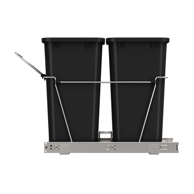 Rev-A-Shelf Double 35 Qt Pull-Out Waste Bin Containers & Flip Top Waste Bin Lid