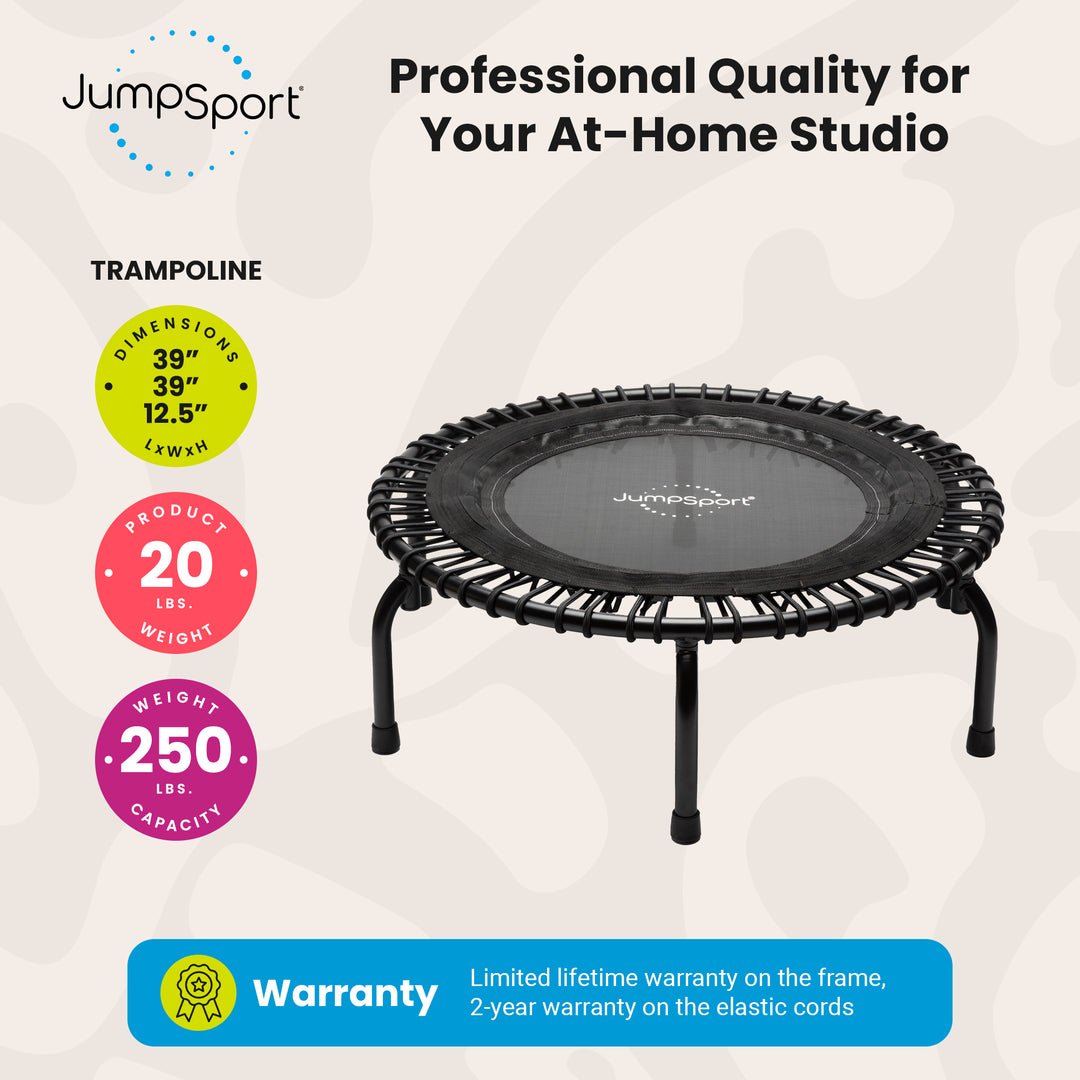 JumpSport 220 Small Rebounder for Adults, 39" ESSENTIAL Home Fitness Trampoline