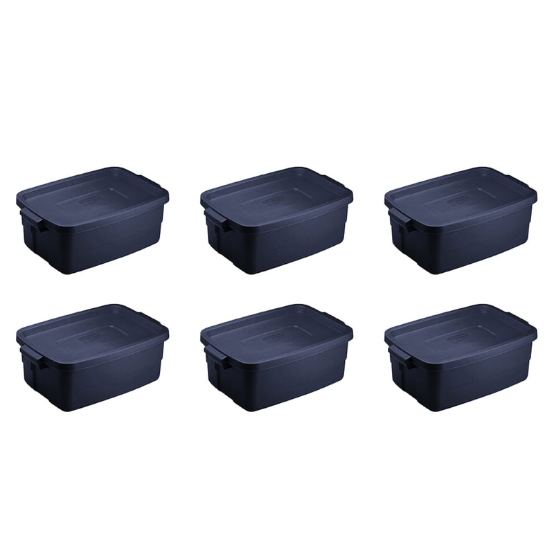 Rubbermaid Roughneck 3 Gal Storage Tote Container, Blue (6 Pack) (Open Box)