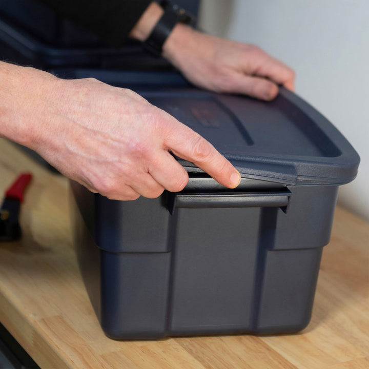 Rubbermaid Roughneck 3 Gallon Rugged Storage Tote Container, Blue (6 Pack)(Used)