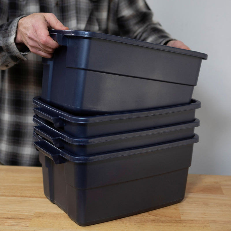 Rubbermaid Roughneck 3 Gal Storage Tote Container, Blue (6 Pack) (Open Box)