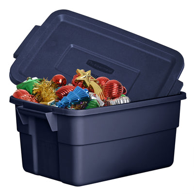 Rubbermaid Roughneck 3 Gal Storage Tote Container, Blue (6 Pack) (Open Box)